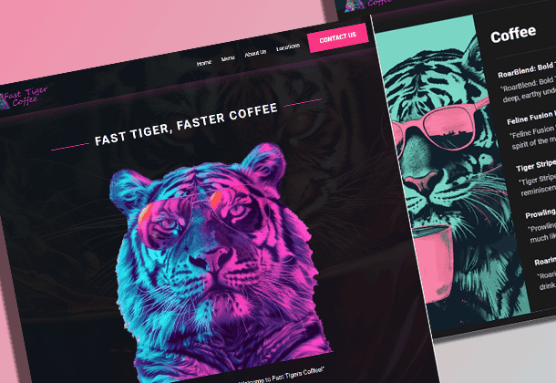 Fat Tiger Coffee - 80's coloring and vibe showcasing the overall aesthetic of the shop.